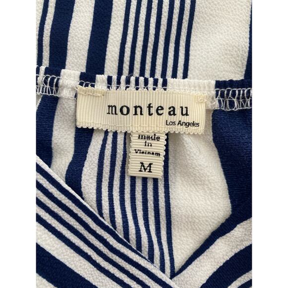 Monteau LA Thin Adjustable Strap Striped Dress Size Medium Color Blue and White - Picture 7 of 8